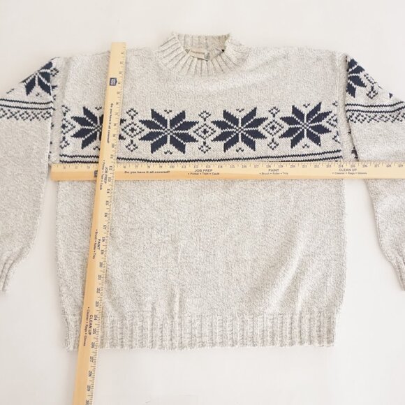 Vintage Fieldmaster Wool Cotton Sweater Grey Nordic Cabincore Winter Large - Picture 3 of 10